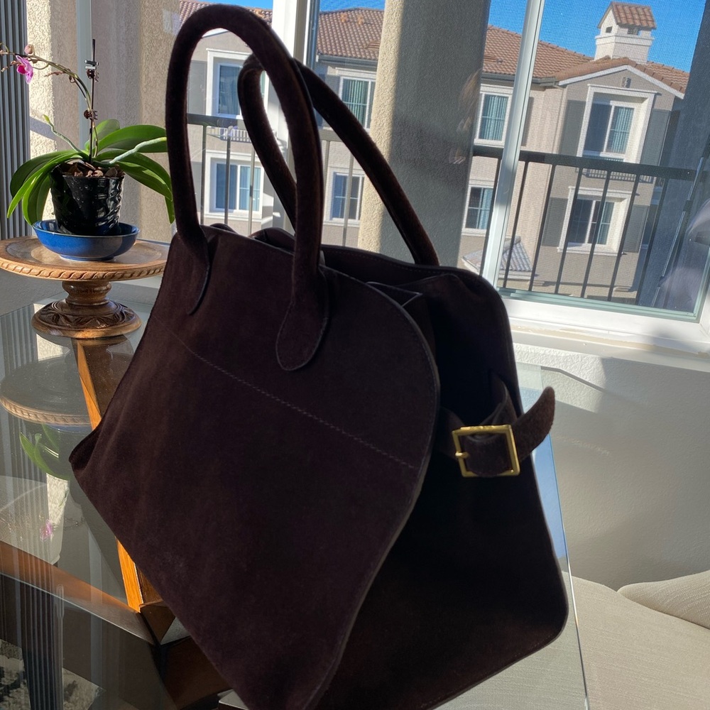 The Row Inspired Margaux Genuine Suede Bag Large - Picture 4 of 16